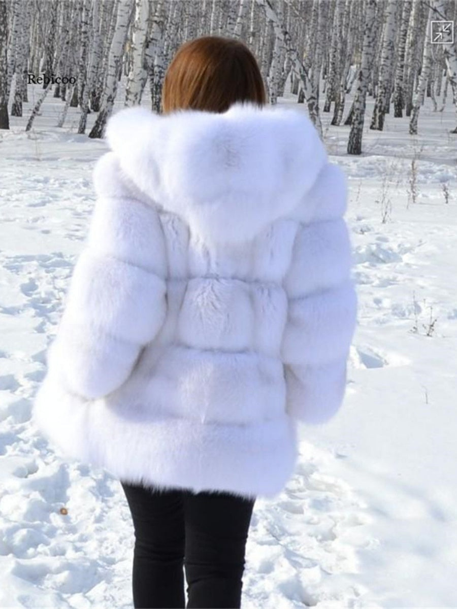 Artificial Fur Hooded Coat Parties Coats