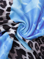 Fitted Floral Leopard Print Halter Maxi Dress