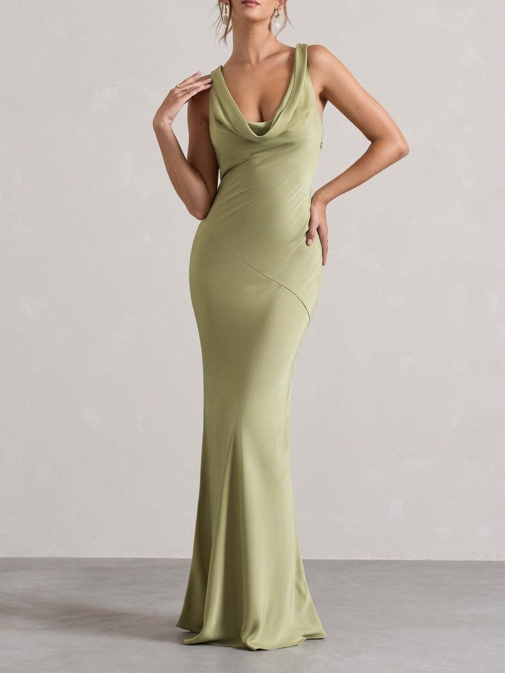 Satin Fitted Bodycon Fishtail Backless Sexy Zipper Maxi Dresses