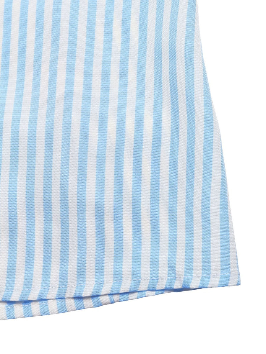 Stripes Color-blocked Splicing V-neck Hollow Maxi Dresses