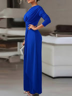 Sloping Shoulders Asymmetrical High Waist Slit Jumpsuits