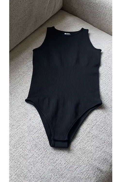 Sleeveless Stretchy Triangle Swim Inspired Bodysuit