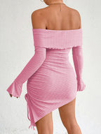 Off-the-shoulder, Bell-sleeve, Bodycon, Short Dress