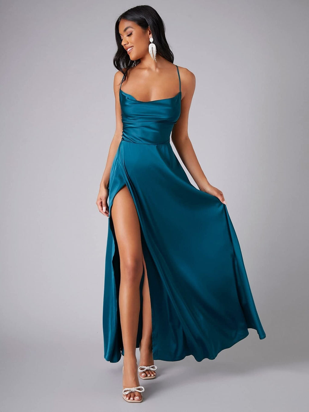 Slimming, Figure-hugging Backless Halter-neck Long Dress