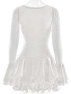 V-neck Long Sleeve Ruffle Mini&Short Dresses