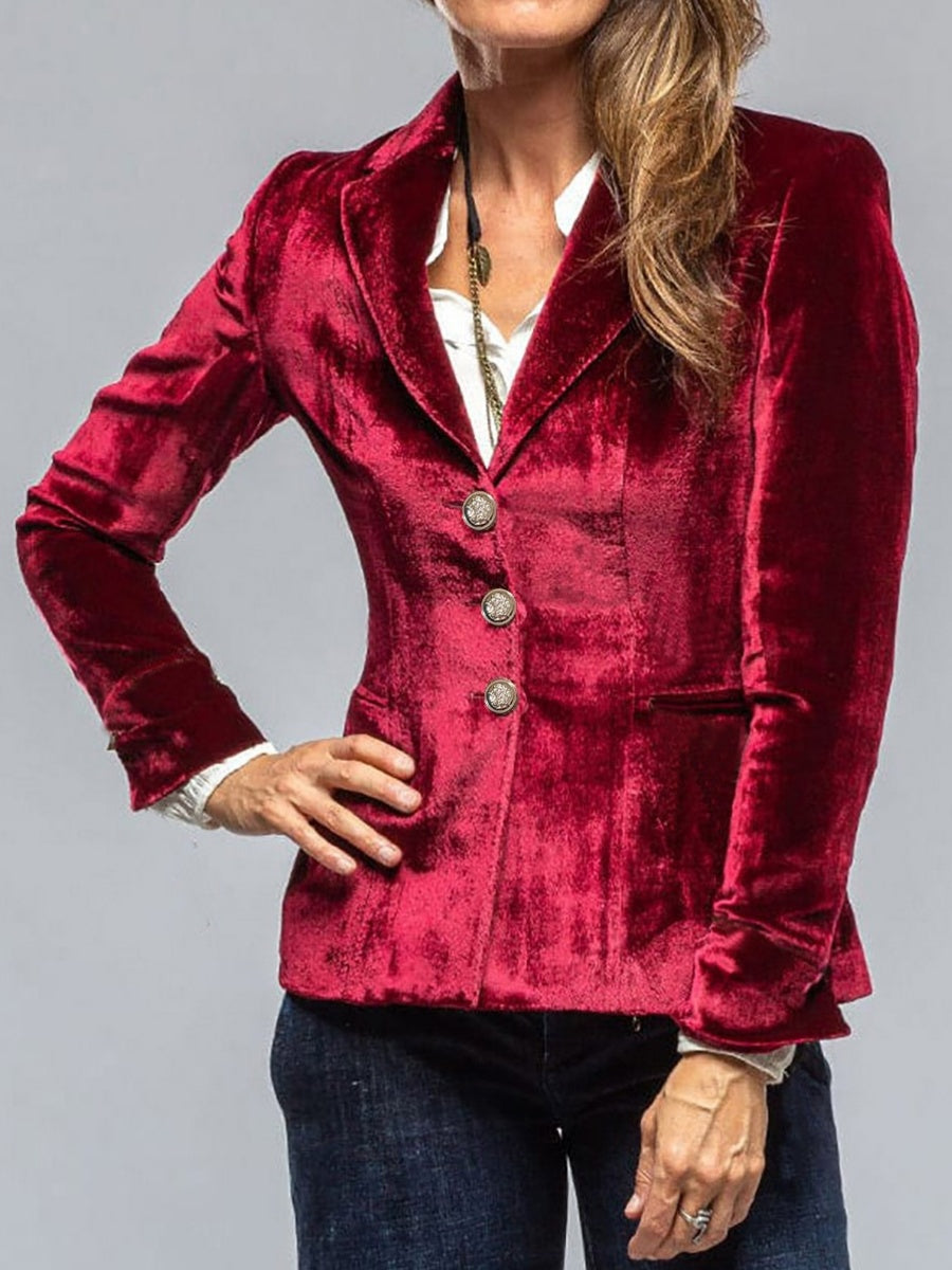 Velvet Blazer-Style Outerwear Top