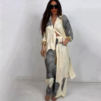 Printed mid-length top and wide-leg pants two-piece set