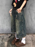 American Vintage Washed Aged Denim Shorts