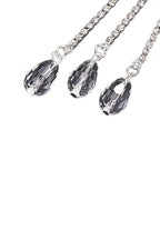 Rhinestone-Embellished Moon and Tassel Drop Earrings
