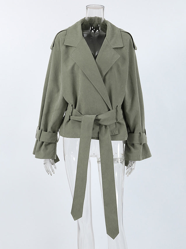 Cropped Windbreaker Tie-Waist Jacket For Women 2026