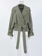 Cropped Windbreaker Tie-Waist Jacket For Women 2026