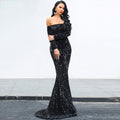 Sequins Party Dress with Strapless Long Sleeves