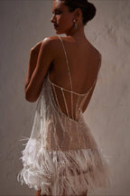Backless Layered Fringe Sequin Party Dress