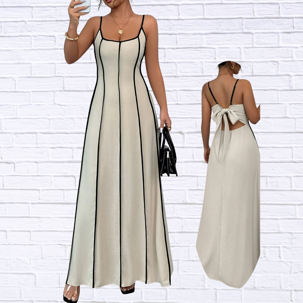 Contrast Trim Spaghetti Strap Maxi Dress