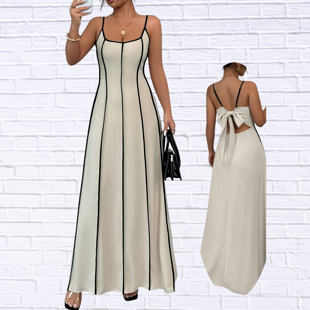 Contrast Trim Spaghetti Strap Maxi Dress