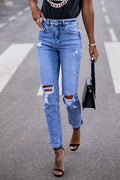 Trendy Distressed Stretch Ripped Denim Pants