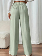 Casual High-waisted  Loose Straight leg Pocket Pants