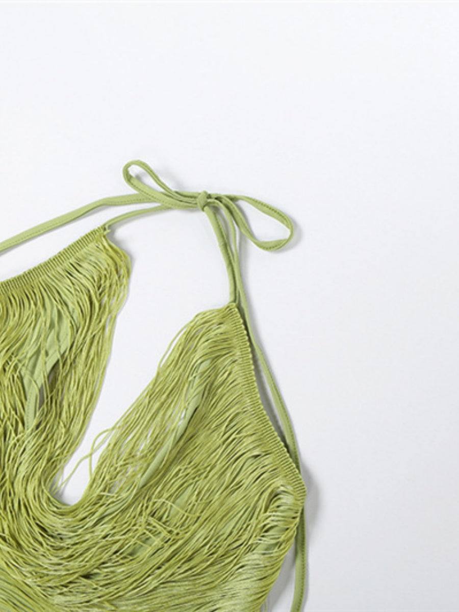 Tassel V-neck Halter Hip-hugging Mini&Short Dresses