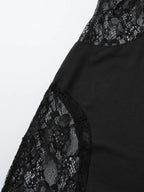Patchwork Lace Hollow-out Waist-cinching Hip-hugging Spaghetti Strap Long Dress