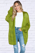 Kim Openwork Open Front Long Sleeve Cardigan