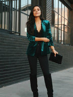 Velvet Pocket Slim-fit Long Sleeves Blazers