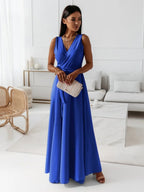 Lace Up V-neck Formal Dress Maxi Dresses