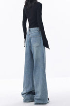 High Waist Wide Leg Loose Floor Length Jeans