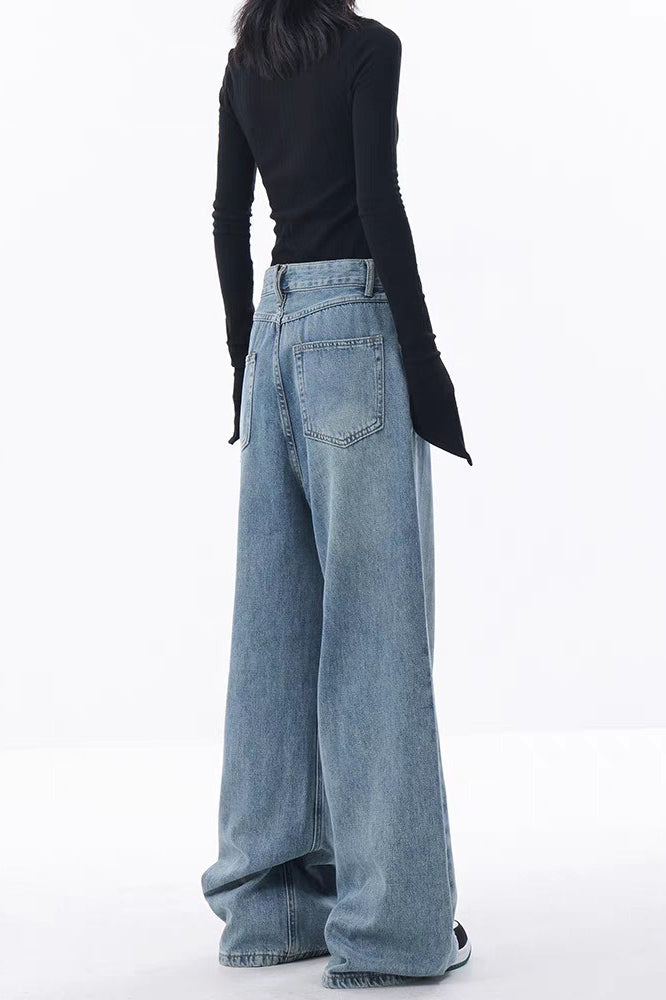 High Waist Wide Leg Loose Floor Length Jeans