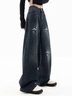 Vintage Blue 90s Print Boyfriend Jeans