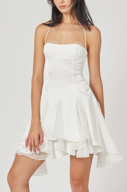 Halter Spaghetti Strap Corset Tiered Ruffle Mini Dress