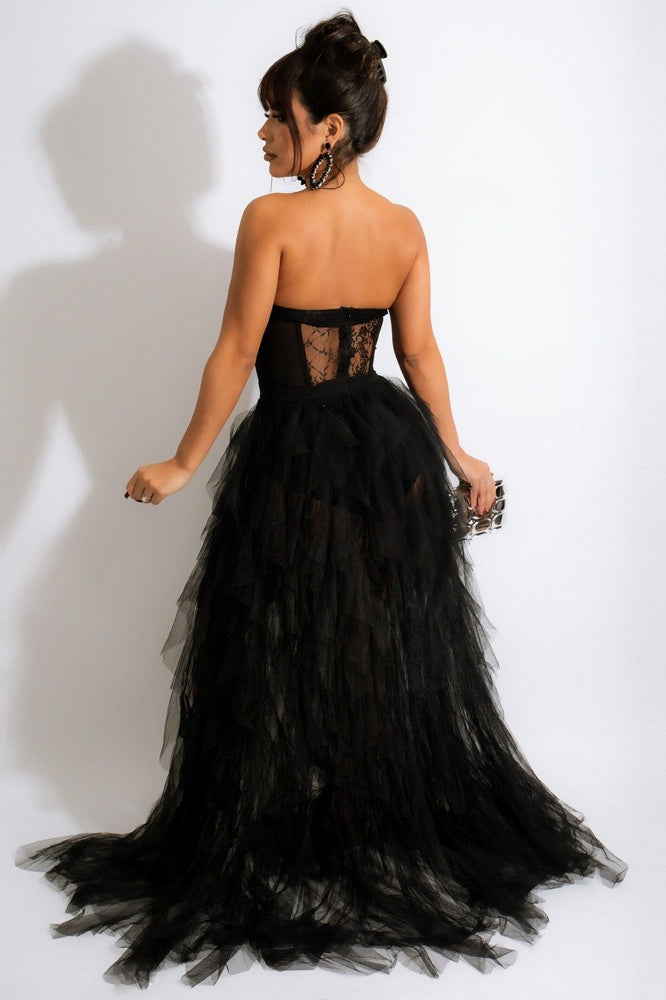 Sheer Lace Bustier Dress