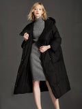 Down Jacket For Women 3/4-Length Sleeve Duck Down Winter Long Outerwear 2026
