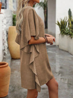 Flowy Sleeve V-Neck Casual Mini Dress