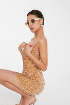 Sequin Spaghetti Strap Low Back Bodycon Mini Dress