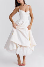 Lorraine Premium Strapless V Neck Sleeveless Tutu Maxi Dress Designer Edit
