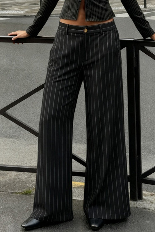 Contrast Stripe Woven Wide Leg Pants