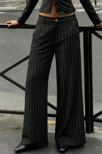 Contrast Stripe Woven Wide Leg Pants