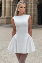 Solid Sleeveless Backless Bodycon Cocktail Dress