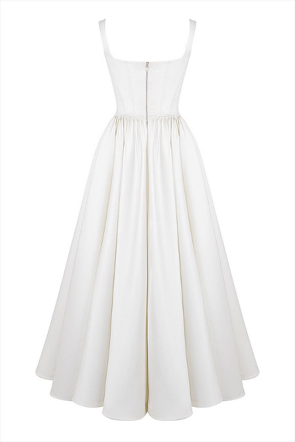 | Wide Strap Corset Maxi Dress, White