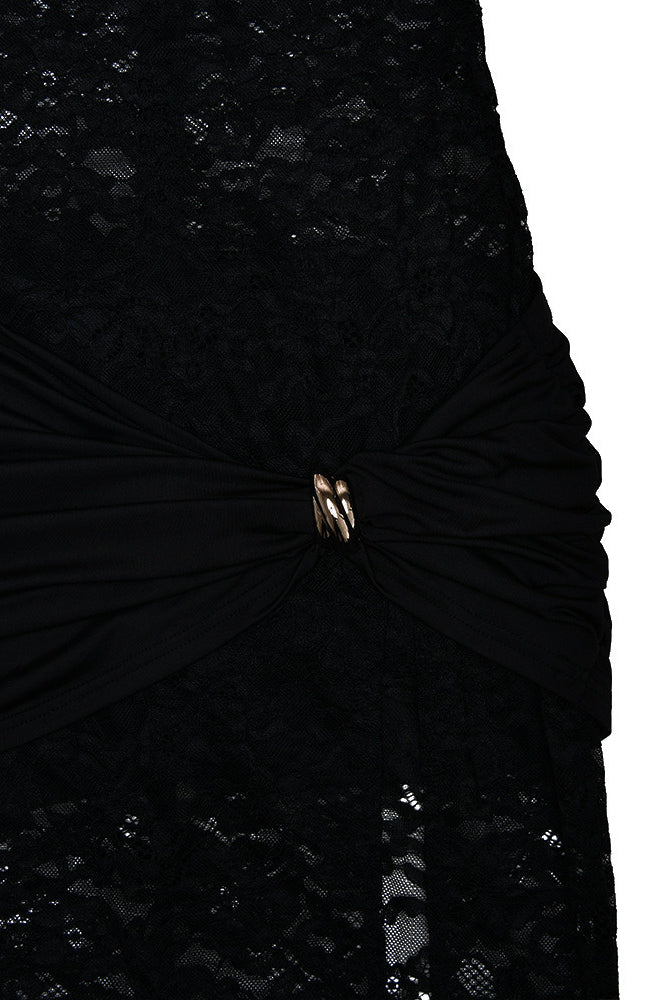 Sleeveless Lace High Slit Maxi Dress