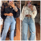 Round Neck Lace Short Front and Long Back Casual Top