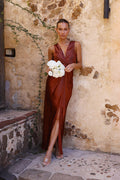 Vanesa Chic Deep V Neck Sleeveless Backless Dress Elevated Occasion Wear
