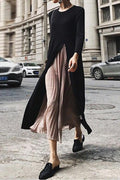Splice Color Block High Split Dress