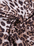 Lace-trimmed Leopard Print Slit Halter Dress