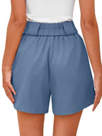 High-waisted Solid Color Comfortable Shorts With Pockets