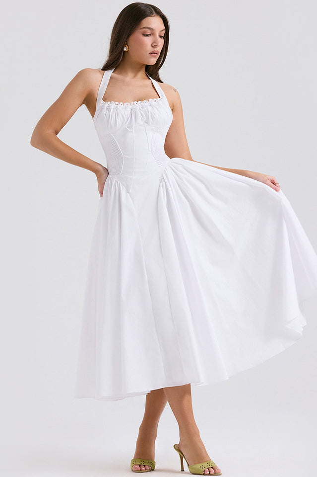 Adabella Cotton Halter Midi Sundress