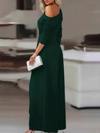 Sloping Shoulders Asymmetrical High Waist Slit Jumpsuits