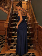 Solid Color Sleeveless Long Bodycon Dress With Back Tie Design