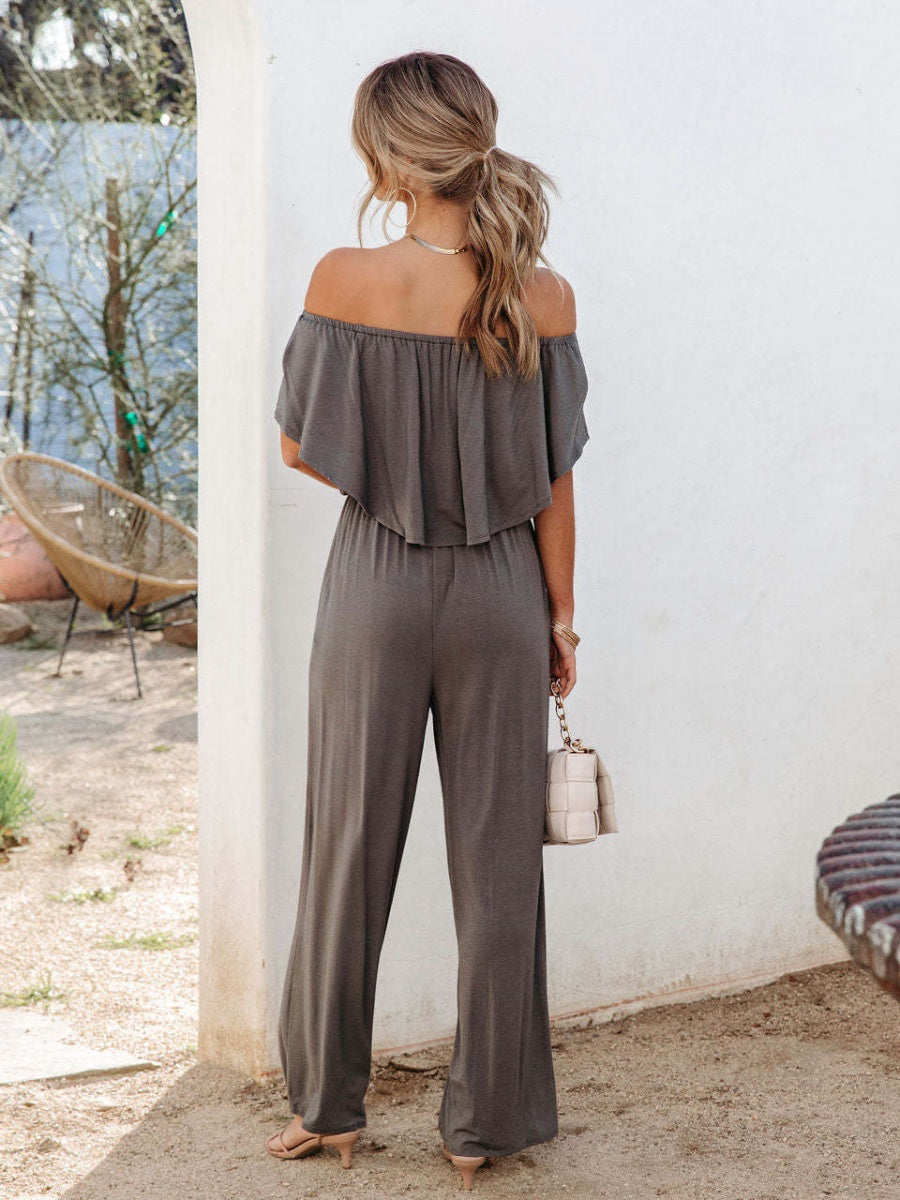 Off Shoulder Backless Loose-fit Leisure Jumpsuits