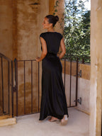 Satin V-neck Sexy Fishtail Maxi Dress